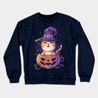 Spooky Kitty Funny Cute Magic Halloween Crewneck Sweatshirt
